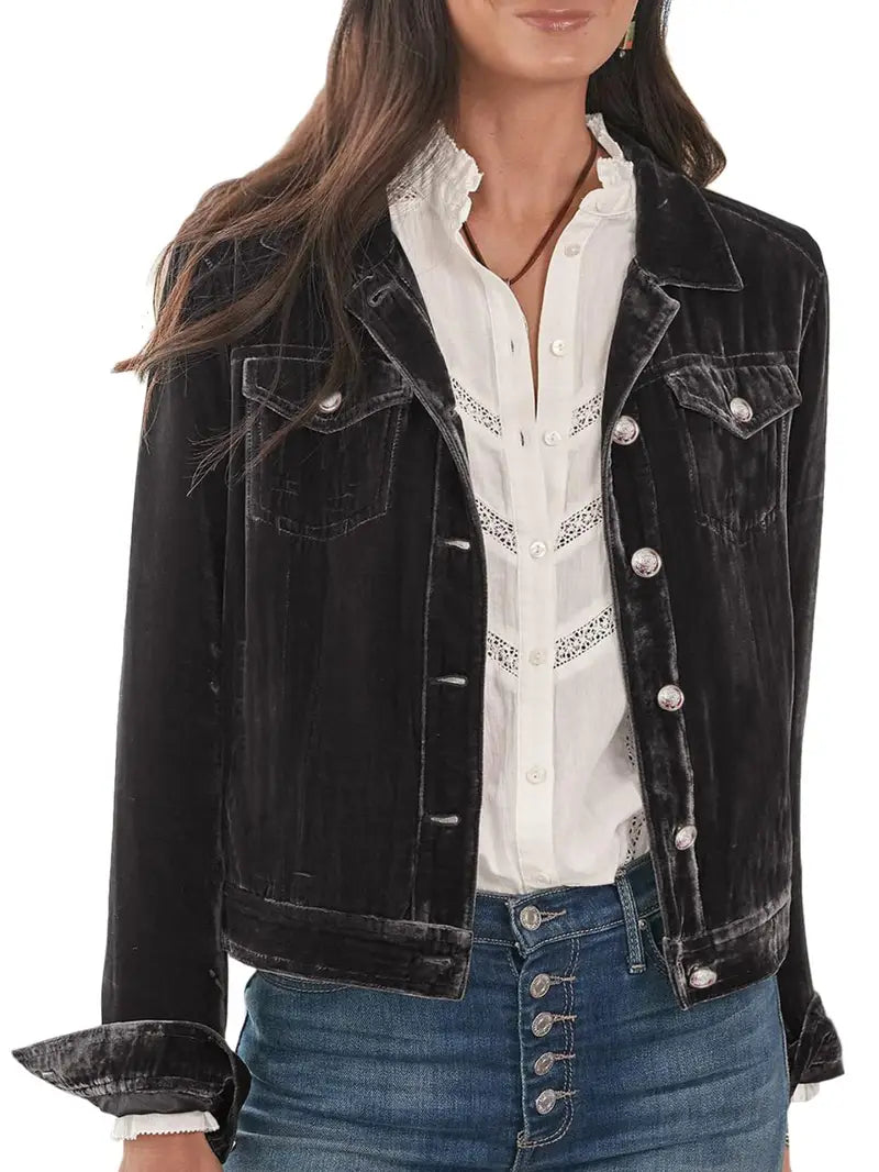 Women'S Fall Coat Vintage Tops Button Workwear Jacket Short Biker Jacket