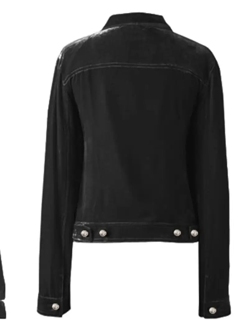 Women'S Fall Coat Vintage Tops Button Workwear Jacket Short Biker Jacket