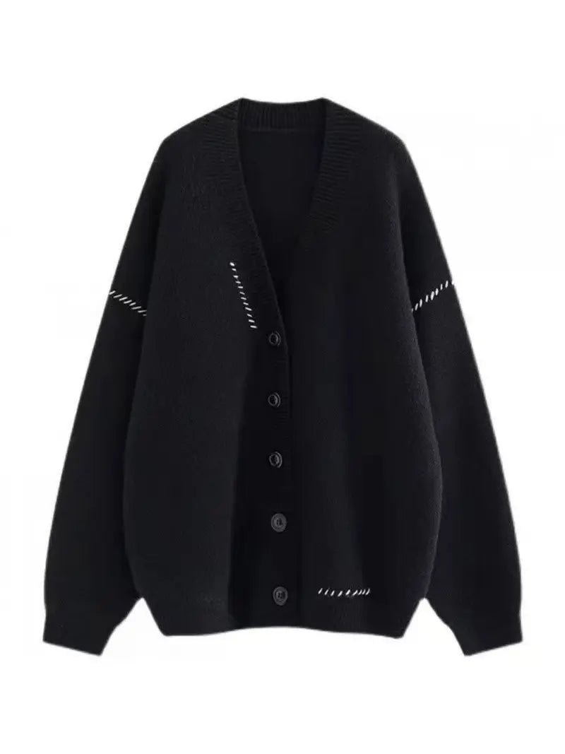 Women'S Oversized V-Neck Sweater Coat - Soft Cardigan with Relaxed Fit, Cozy Loose Fit Winter Jacket for Fall & Winter, Casual to Semi-Formal Outfits, Easy-Care Layering Piece (No Bulk)
