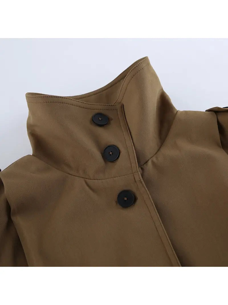 Women'S Vintage-Inspired Pleated Lapel Jacket - Oversized Loose Fit Long Coat with Single-Breasted Button Closure, Trench Coat Women With Hood, Trench Coat Women Long