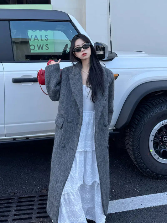 Thickened Winter New Style Woolen Long Coat with a Loose Fit And a Sophisticated Feel - The Best Choice for Autumn And Winter - Women'S Fashionable Outerwear