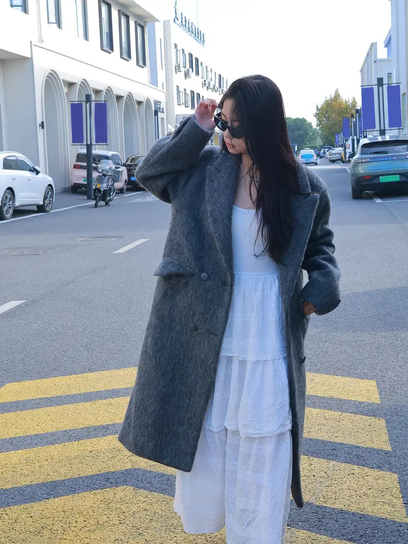 Thickened Winter New Style Woolen Long Coat with a Loose Fit And a Sophisticated Feel - The Best Choice for Autumn And Winter - Women'S Fashionable Outerwear