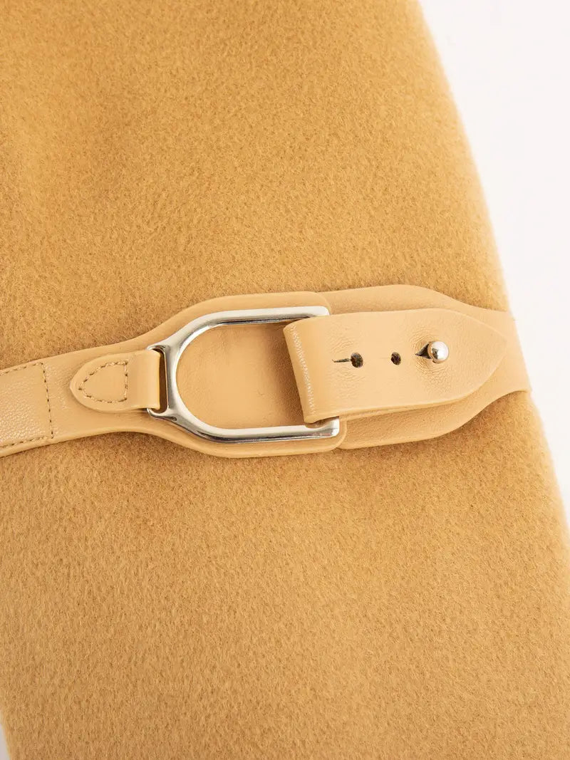 Wrap Belted Lapel Coat, Elegant Solid Long Sleeve Longline Coat For Fall & Winter, Women's Clothing