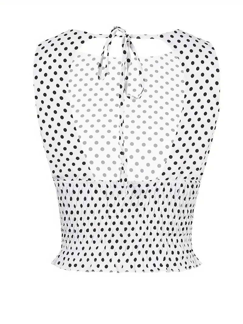 Women's Backless Polka Dot dress - Beige & Brown A-Line party, Formal & Everyday Outfits