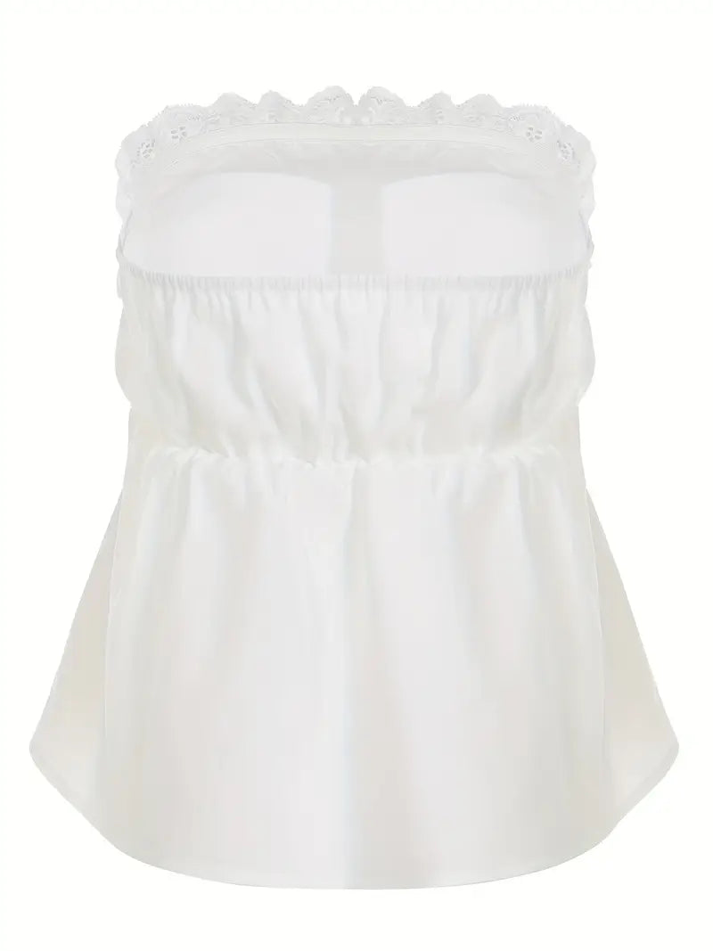 Women's French-Inspired Off-Shoulder Bow Detail Ruffled Tank Top - Lightweight Breathable Machine-Washable Summer Casual Chic Blouse for Spring/Summer Outfits