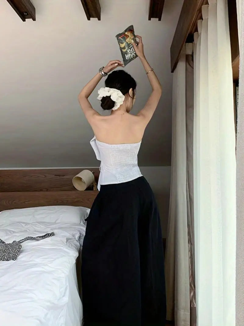 Women Tube Top, Strapless Backless Bowknot Striped Top Slim Summer Ladies Clubwear